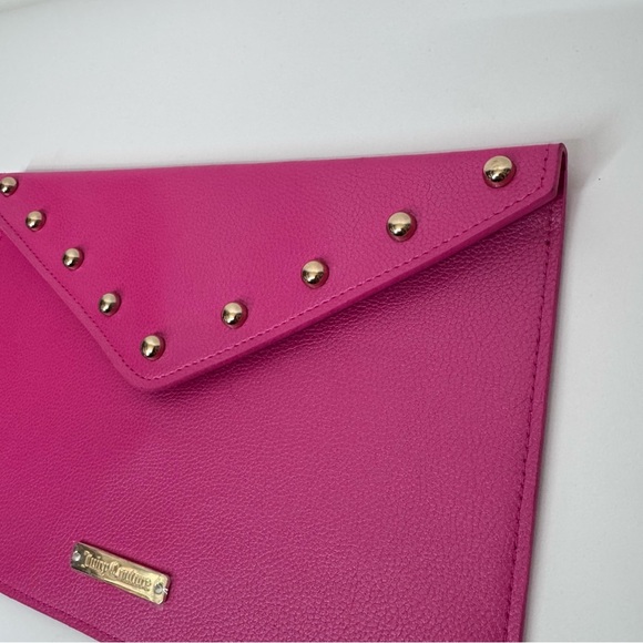 Juicy Couture Bright Pink Gold Studded Slim Envelope Clutch New Nwt - Picture 6 of 14